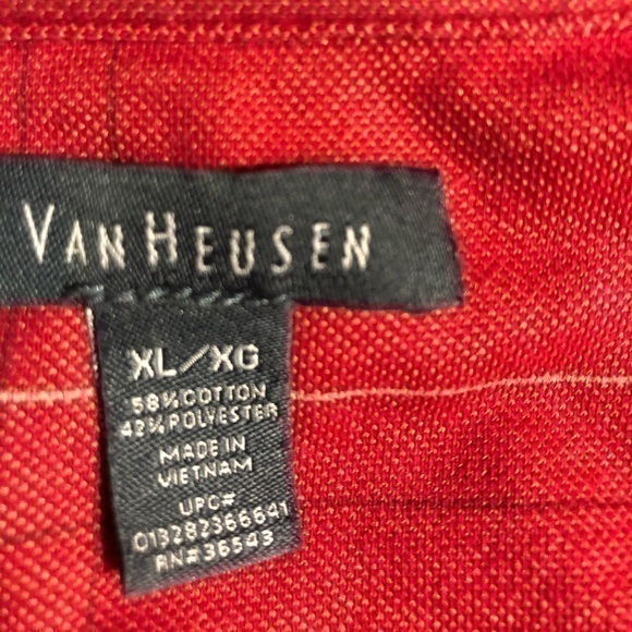Van Heusen Size XL Flex Windowpane Red Polo - Picture 2 of 4